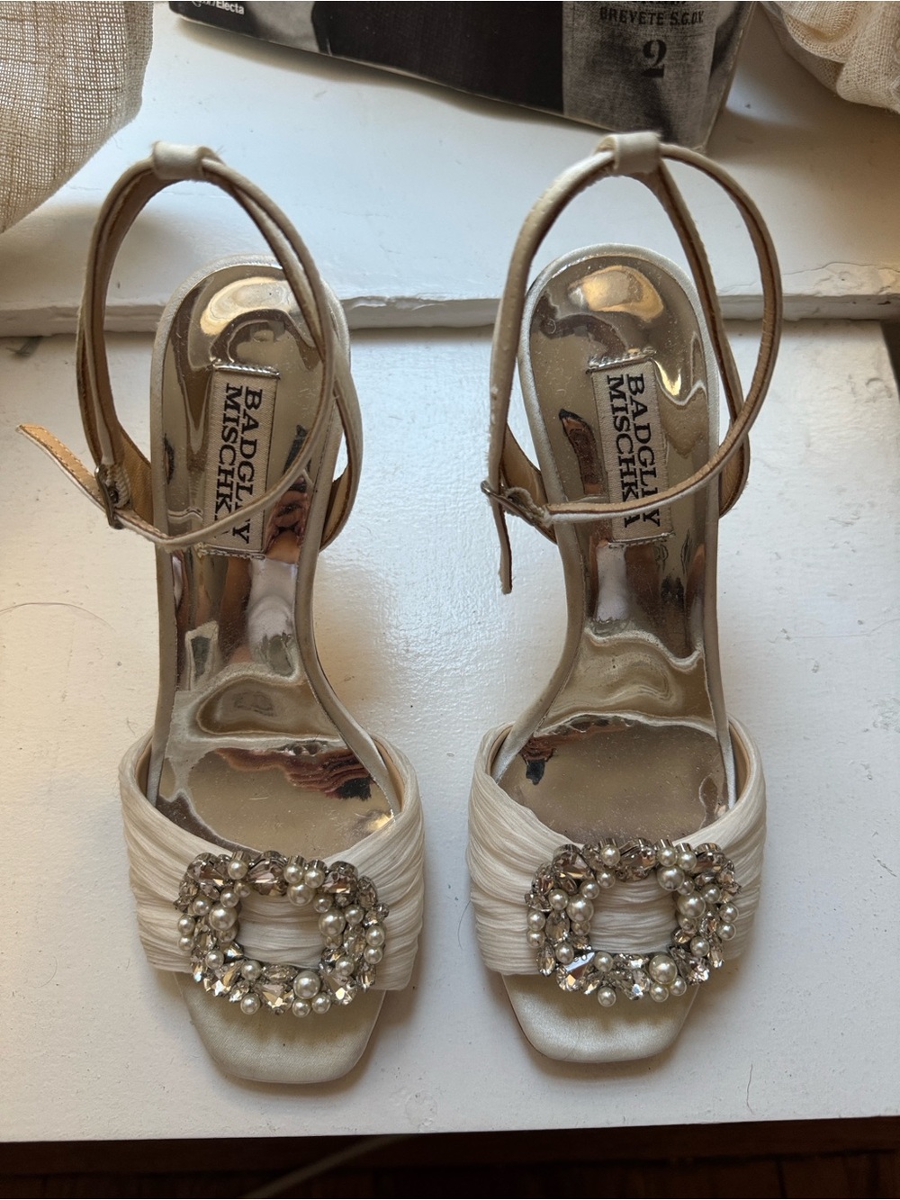 Badgley Mischka Chiffon Pearl Bridal Heel